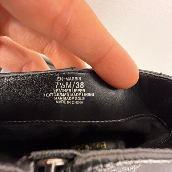 Enzo Angiolini Black Leather Pointed Toe Block Heel Ankle Boots - Picture 6 of 10